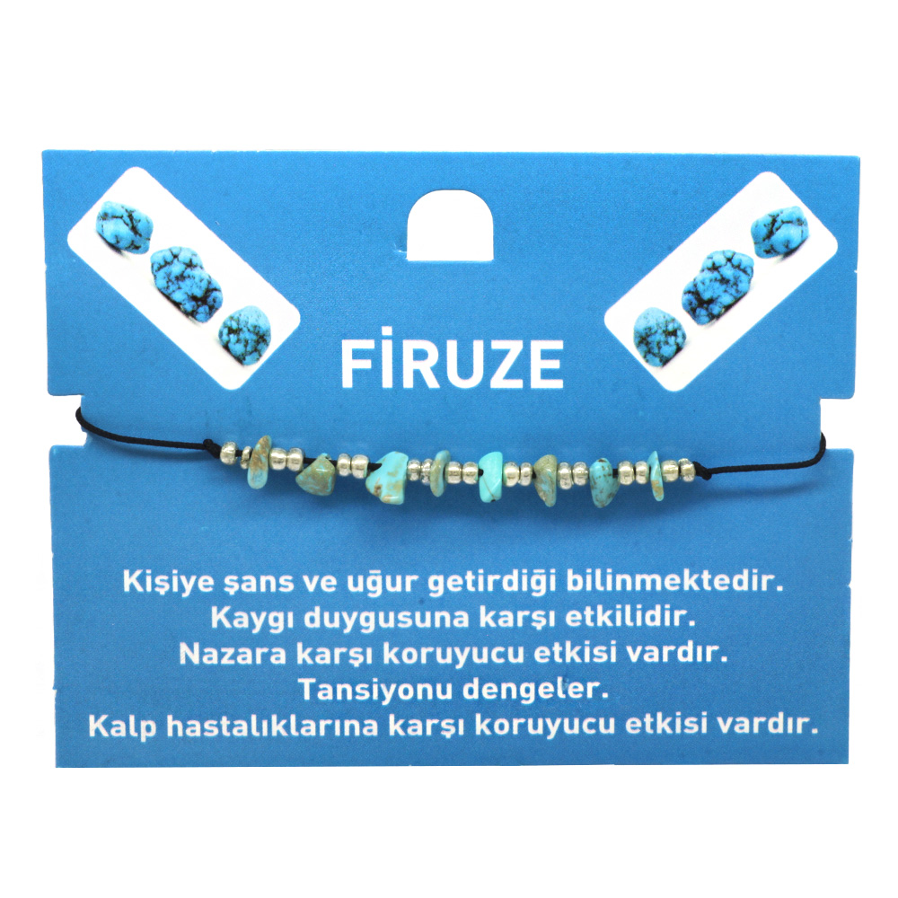 Makrome Örgülü Basic Model Firuze Doğaltaş Kadın Bileklik - 5