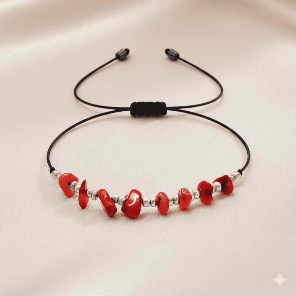 Makrome Örgülü Basic Model Mercan Doğaltaş Kadın Bileklik - 3