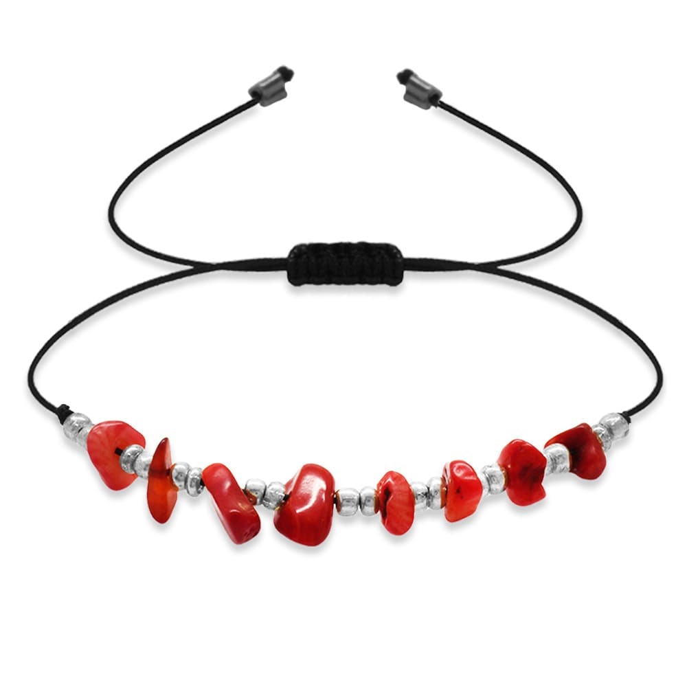 Makrome Örgülü Basic Model Mercan Doğaltaş Kadın Bileklik - 4