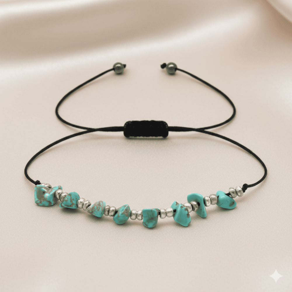 Makrome Örgülü Basic Model - Firuze Turkuaz Doğaltaş - Kadın Bileklik - 3