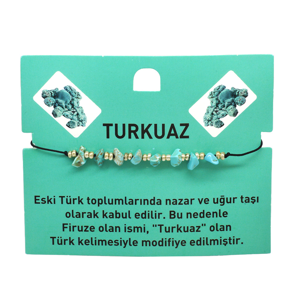 Makrome Örgülü Basic Model - Firuze Turkuaz Doğaltaş - Kadın Bileklik - 5