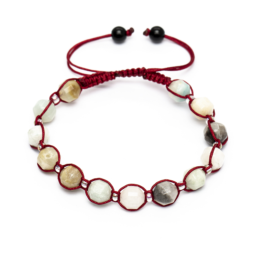 Makrome Örgülü Faset Kesim Amazonit Doğaltaş Kadın Bileklik - 4