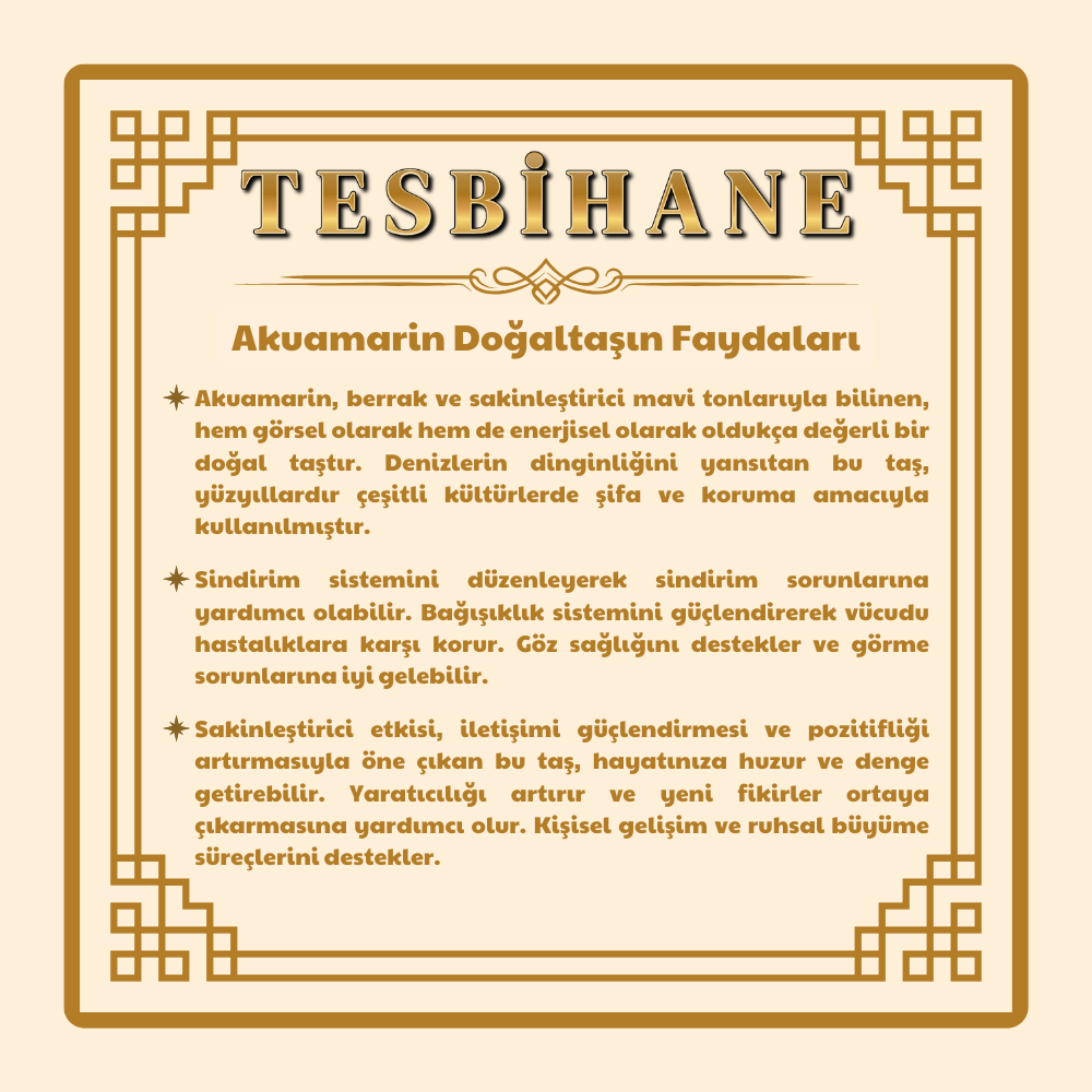 Makrome Örgülü Faset Kesim Akuamarin Doğaltaş Erkek Bileklik - 4