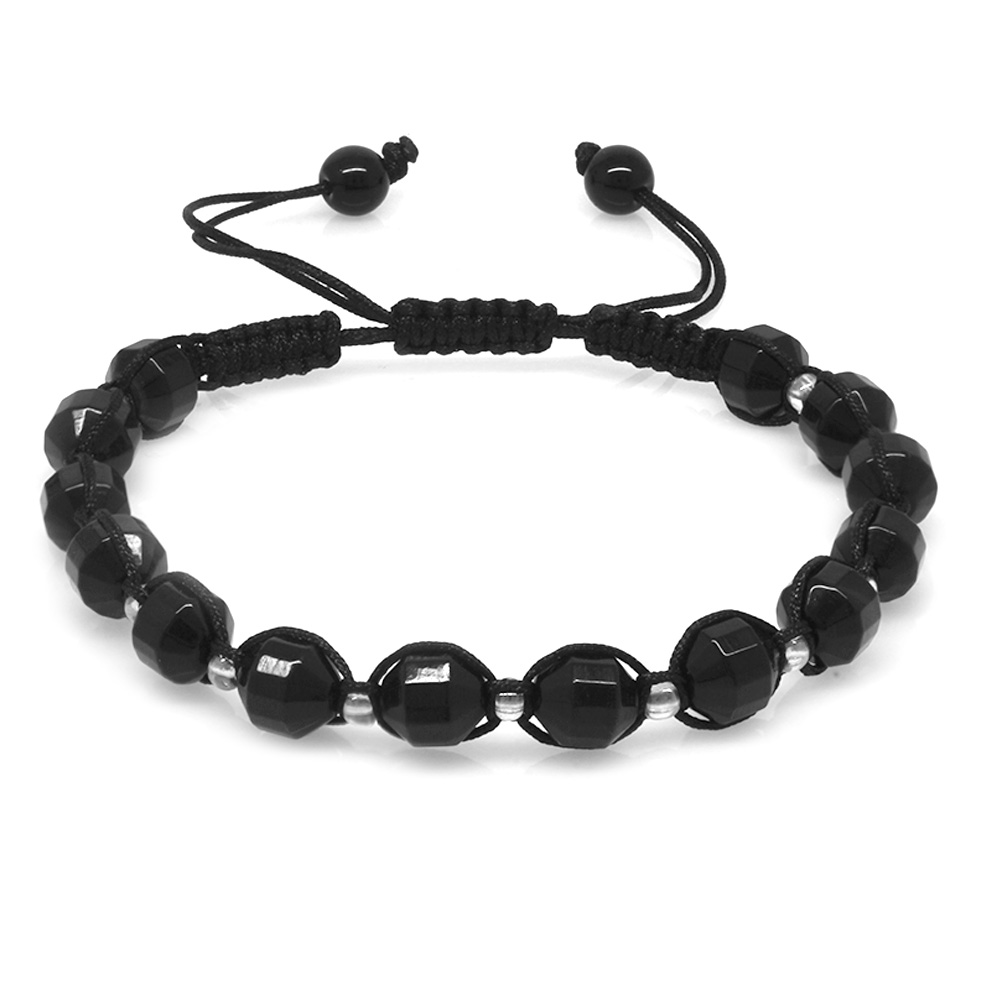 Makrome Örgülü Faset Kesim Oniks Doğaltaş Erkek Bileklik - 2