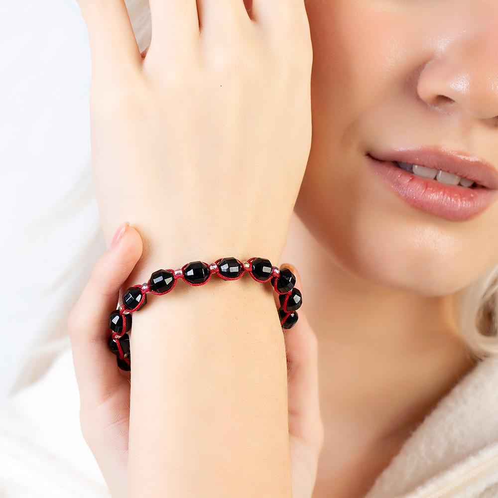 Makrome Örgülü Faset Kesim Oniks Doğaltaş Kadın Bileklik - 2