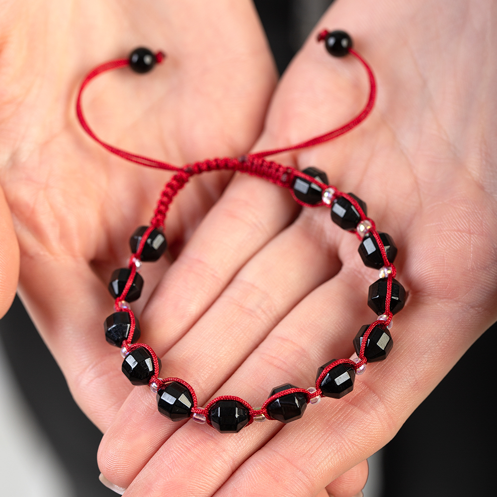 Makrome Örgülü Faset Kesim Oniks Doğaltaş Kadın Bileklik - 5