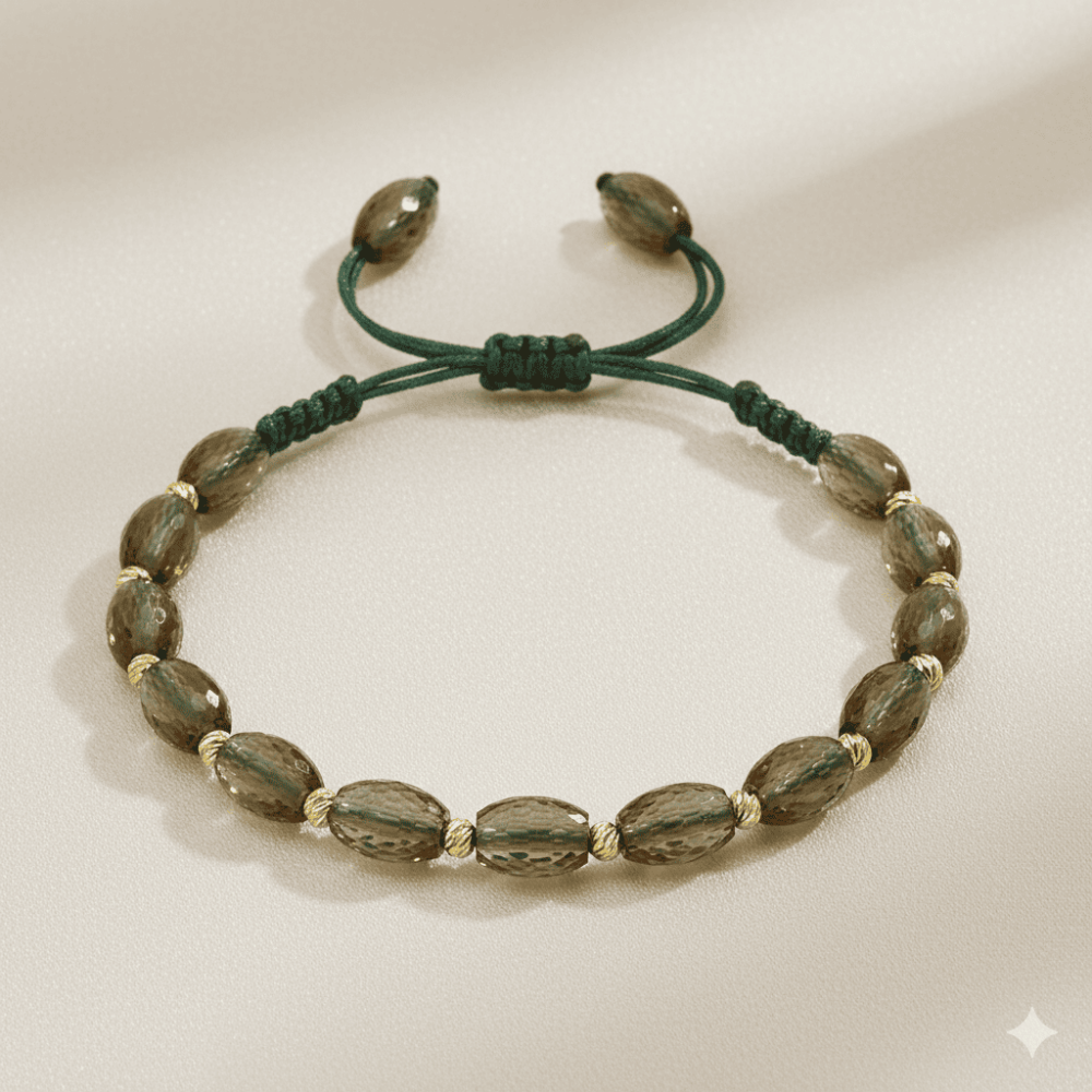 Makrome Örgülü Altın Renk Dorika Top Süslemeli Arpa Kesim Fasetalı Zultanit Taşı Kadın Bileklik - 3