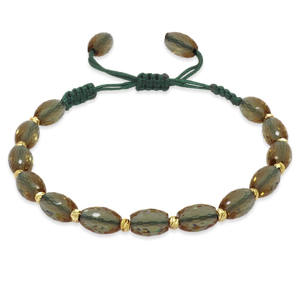 Makrome Örgülü Altın Renk Dorika Top Süslemeli Arpa Kesim Fasetalı Zultanit Taşı Kadın Bileklik - 4