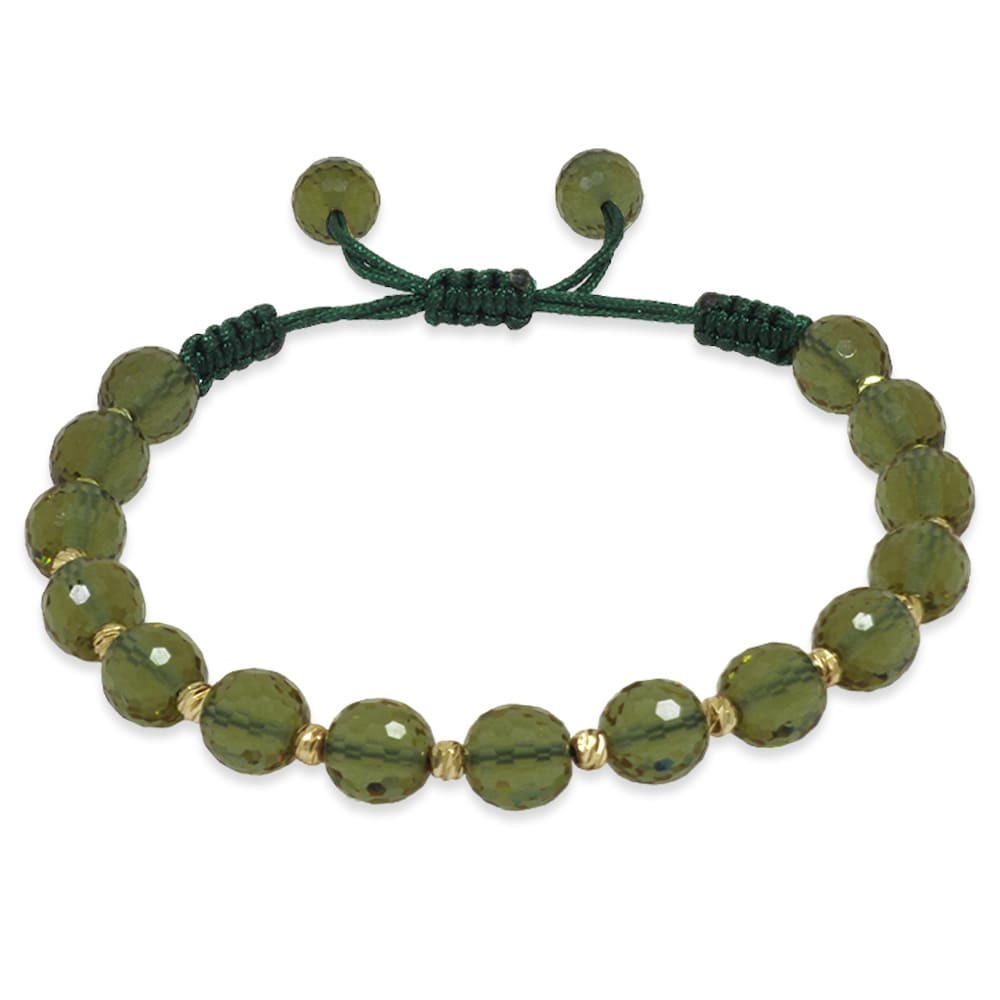 Makrome Örgülü Altın Renk Dorika Top Süslemeli Küre Kesim Fasetalı Zultanit Taşı Kadın Bileklik - 4