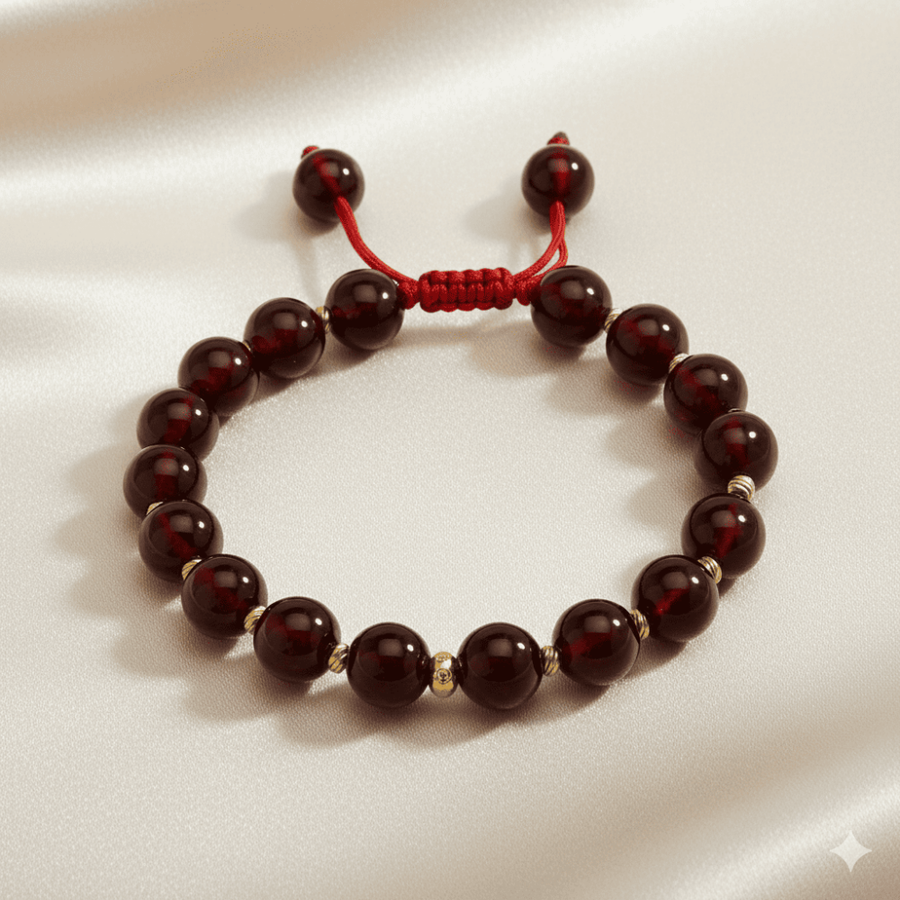 Makrome Örgü Altın Renk Dorika Top Süslemeli Küre Kesim Kırmızı Doğal Damla Kehribar Kadın Bileklik - 3