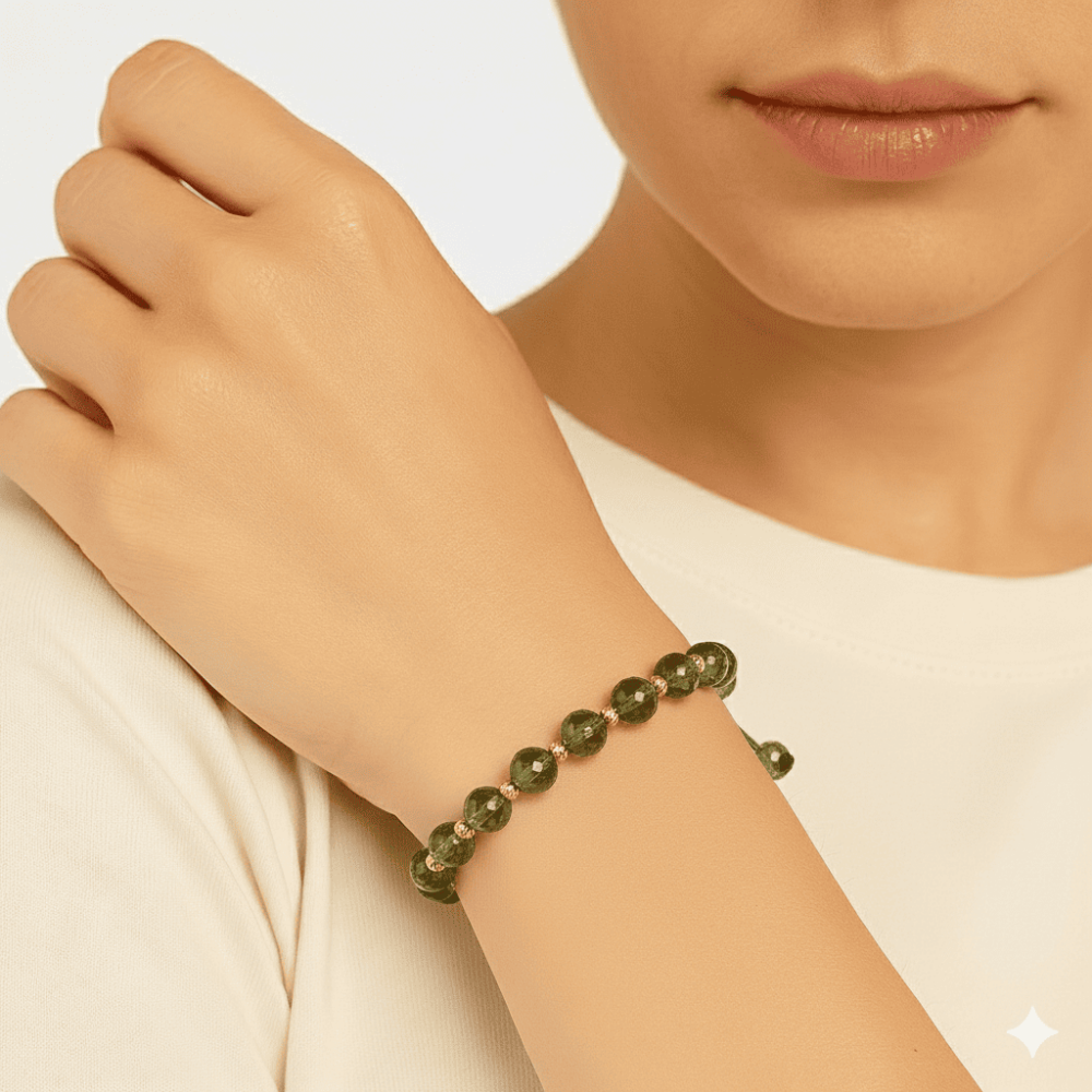 Makrome Örgülü Altın Renk Dorika Top Süslemeli Küre Kesim Zultanit Taşı Kadın Bileklik - 2