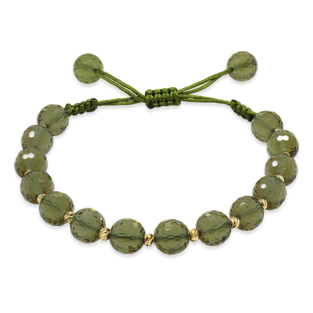 Makrome Örgülü Altın Renk Dorika Top Süslemeli Küre Kesim Zultanit Taşı Kadın Bileklik - 4