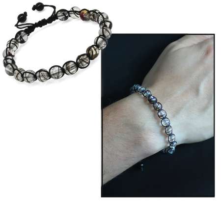 Makrome Örgülü Kişiye Özel Saç Teli İçerir Erkek Bileklik - Tesbihane