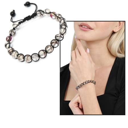 Makrome Örgülü Kişiye Özel Saç Teli İçerir Kadın Bileklik - Tesbihane