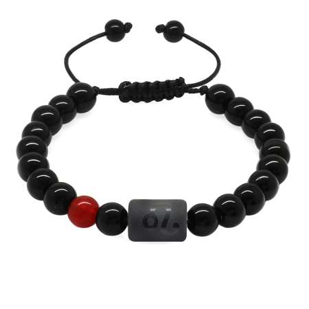 Makrome Örgülü Küre Kesim Akik ve Oniks Taşlı Aslan Burcu Doğaltaş Kadın Bileklik - Tesbihane