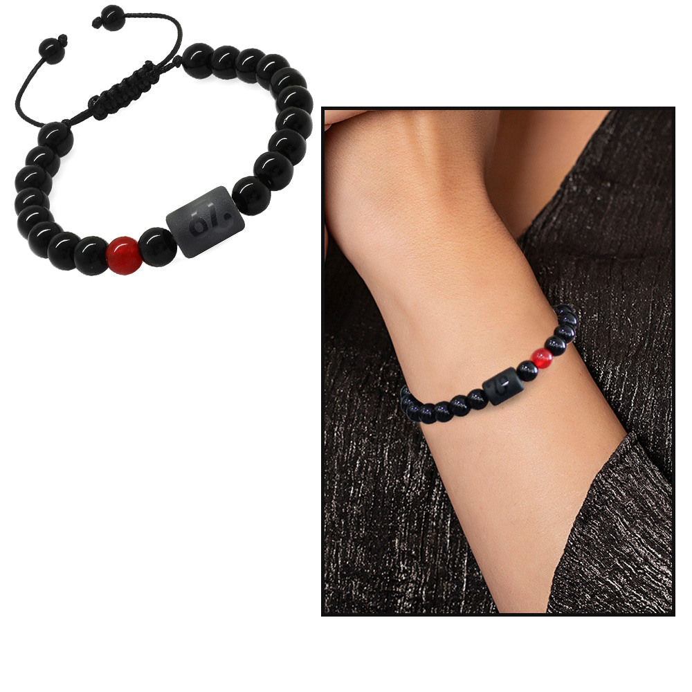 Makrome Örgülü Küre Kesim Akik ve Oniks Taşlı Aslan Burcu Doğaltaş Kadın Bileklik - 4