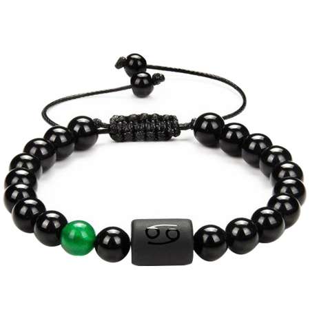 Makrome Örgülü Küre Kesim Aventurin ve Oniks Taşlı Yengeç Burcu Doğaltaş Kadın Bileklik - Tesbihane