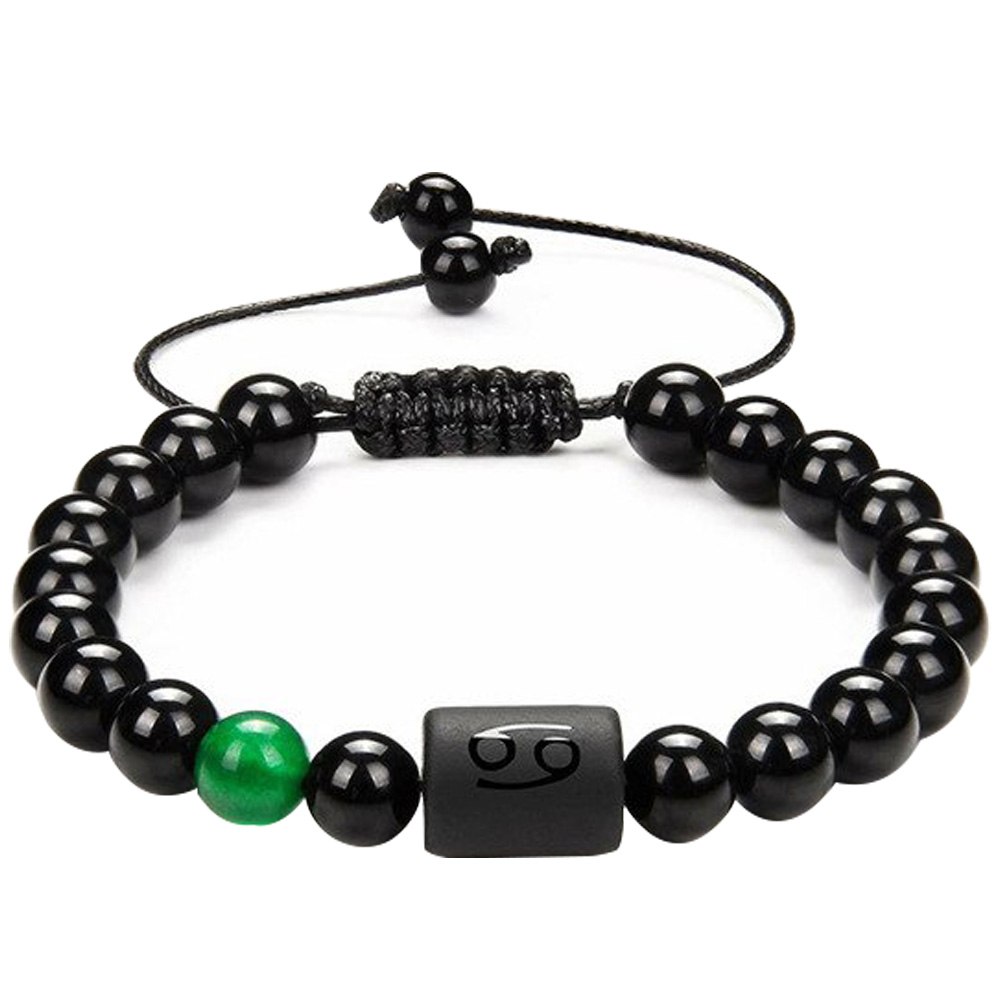 Makrome Örgülü Küre Kesim Aventurin ve Oniks Taşlı Yengeç Burcu Doğaltaş Kadın Bileklik - 1