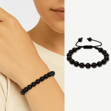 Makrome Örgülü Küre Kesim Koyu Kırmızı Doğal Damla Kehribar Kadın Bileklik - Tesbihane