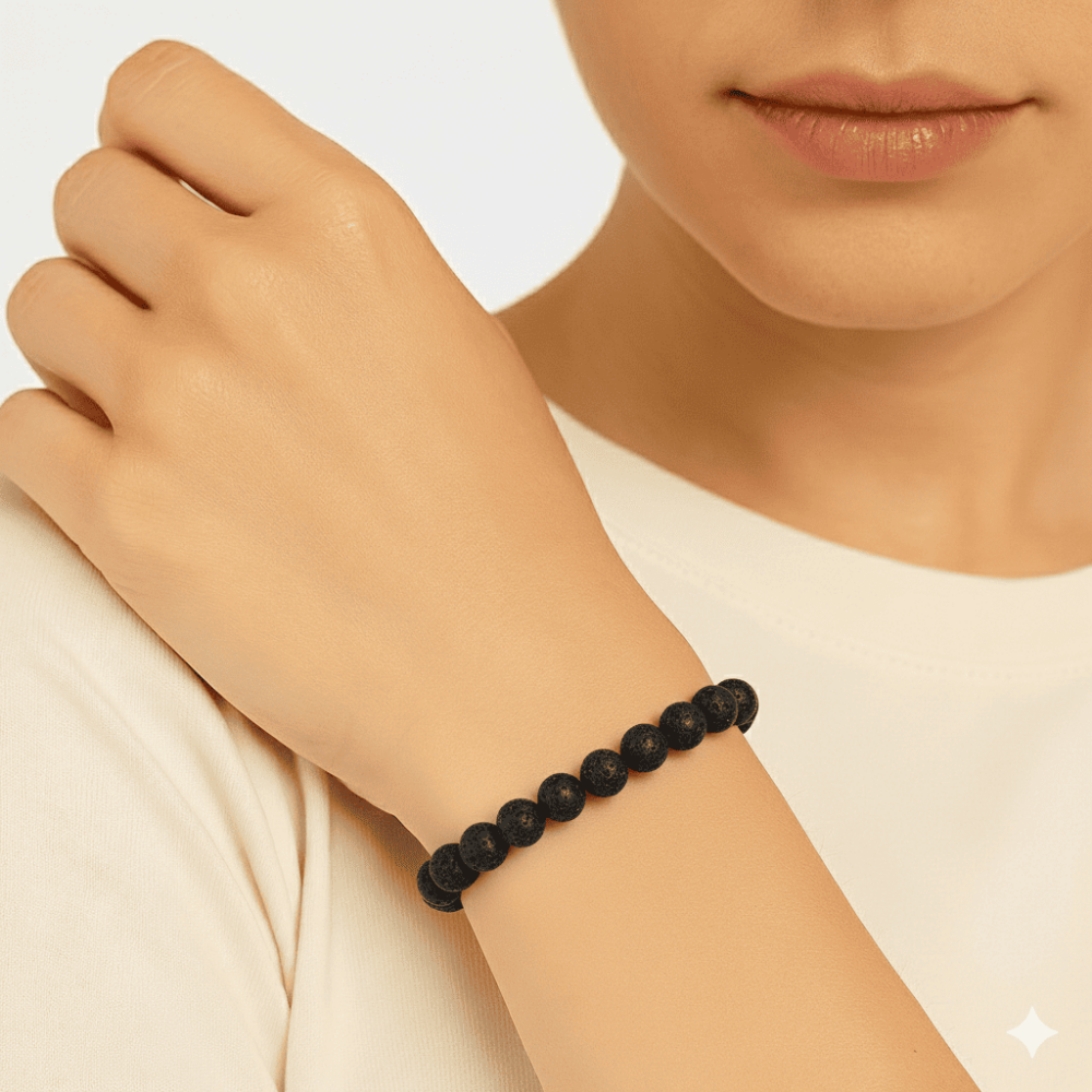 Makrome Örgülü Küre Kesim Lav Doğaltaş Kadın Bileklik - 2