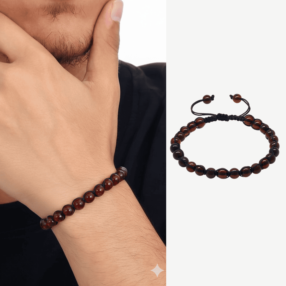 Makrome Örgülü Küre Kesim Kırmızı Doğal Damla Kehribar Bileklik - 1