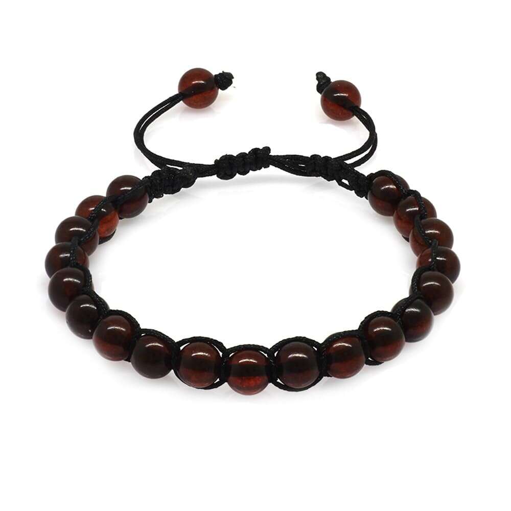 Makrome Örgülü Küre Kesim Kırmızı Doğal Damla Kehribar Kadın Bileklik - 3