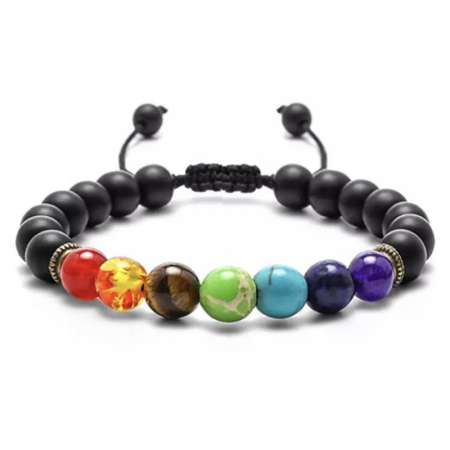 Makrome Örgülü Küre Kesim Oniks Doğaltaş Çakra Erkek Bileklik - Tesbihane