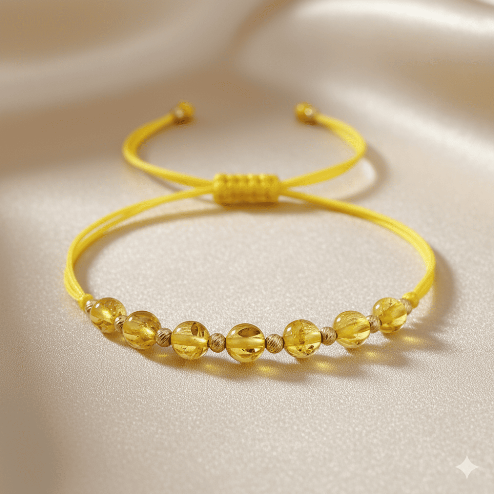 Makrome Örgülü Küre Kesim Sarı İpli Dorika Top Süsleme Sarı Renk Doğal Damla Kehribar Kadın Bileklik - 3