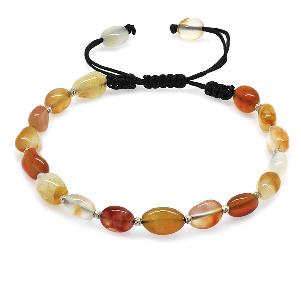 Makrome Örgülü Naturel Kesim Akik Doğaltaş Erkek Bileklik - 3