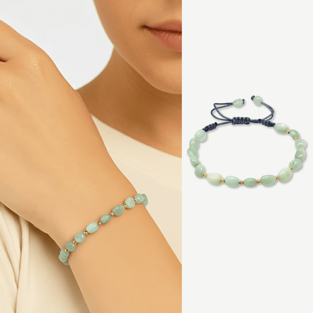 Makrome Örgülü Naturel Kesim Amazonit Doğaltaş Kadın Bileklik - 1