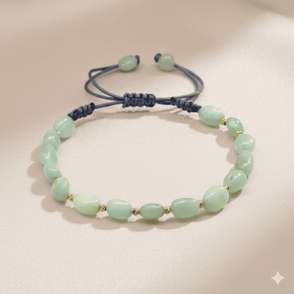 Makrome Örgülü Naturel Kesim Amazonit Doğaltaş Kadın Bileklik - 3