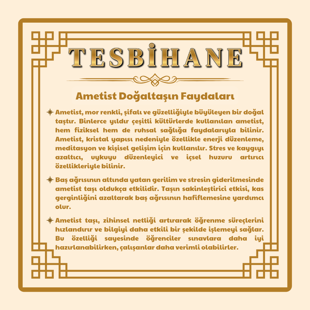 Makrome Örgülü Naturel Kesim Dorika Top Detaylı Ametist Doğaltaş Erkek Bileklik - 5