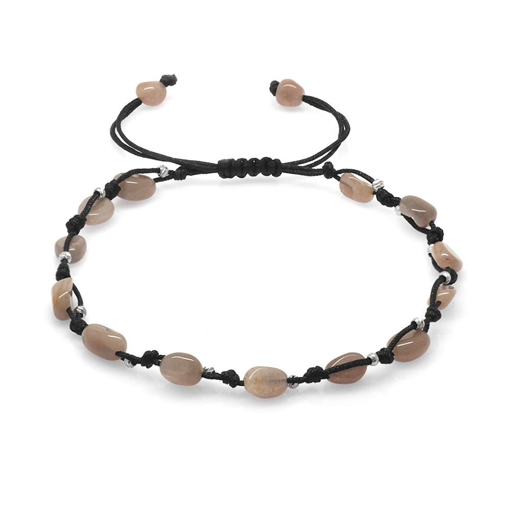 Makrome Örgülü Naturel Kesim Dorika Top Detaylı Güneş Taşı Doğaltaş Erkek Bileklik - 3