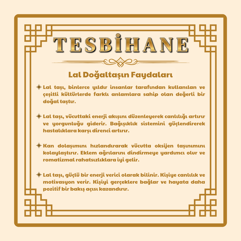 Makrome Örgülü Naturel Kesim Dorika Top Detaylı Lal Doğaltaş Erkek Bileklik - 4