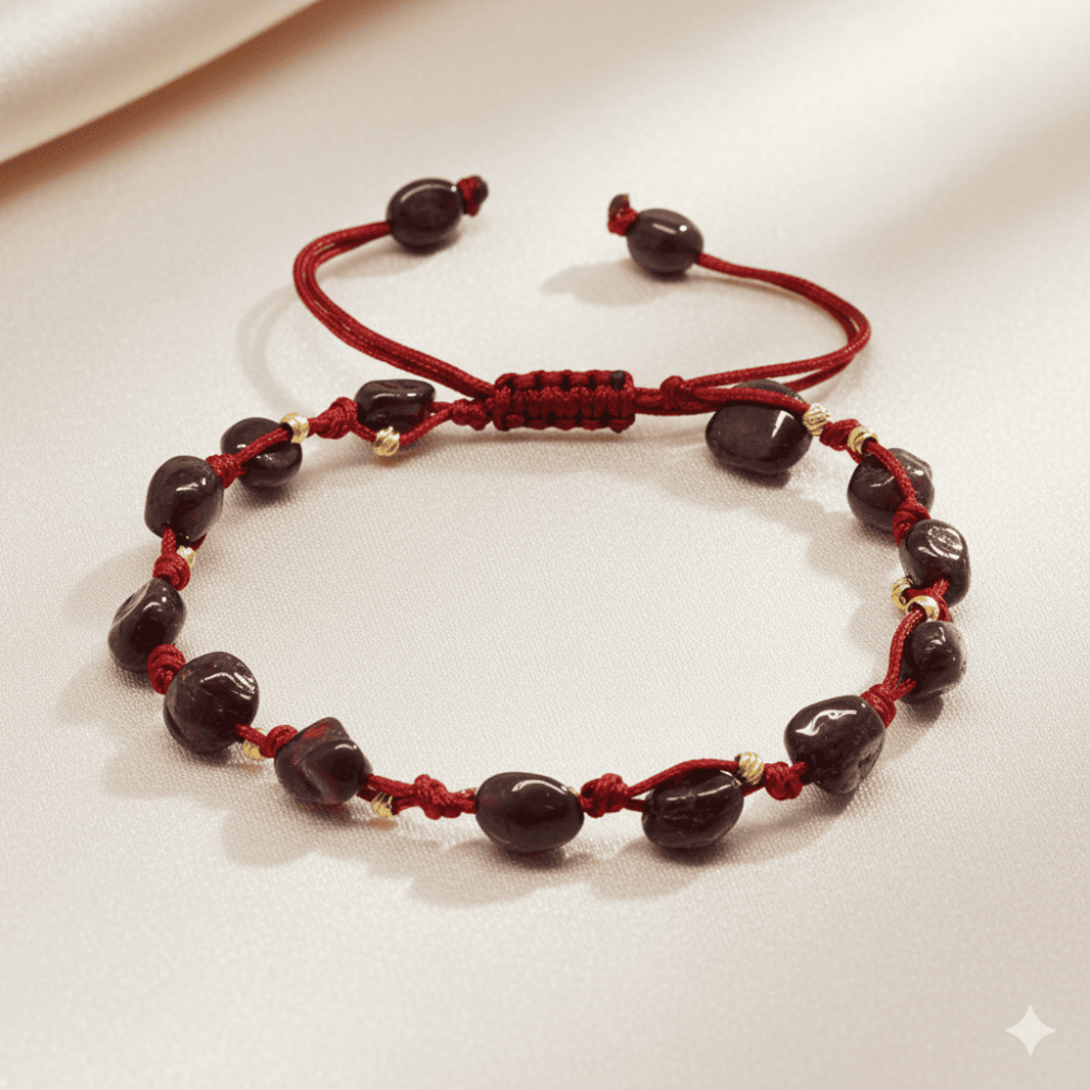 Makrome Örgülü Naturel Kesim Dorika Top Detaylı Lal Doğaltaş Kadın Bileklik - 3