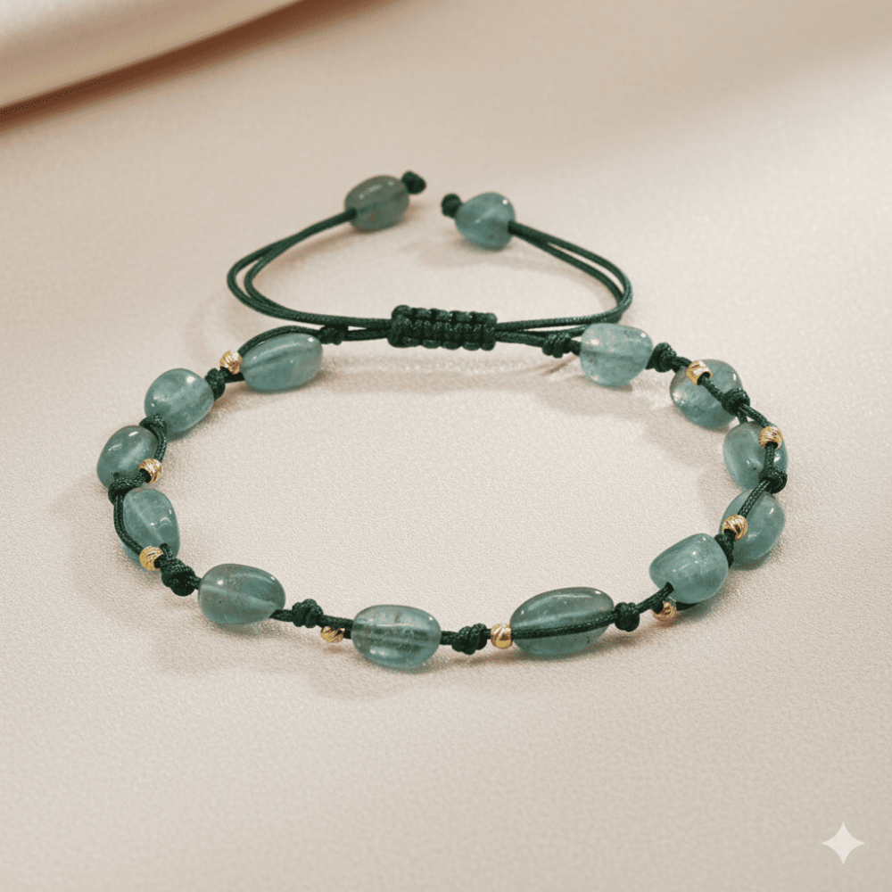 Makrome Örgülü Naturel Kesim Dorika Top Detaylı Larimar Doğaltaş Kadın Bileklik - 3