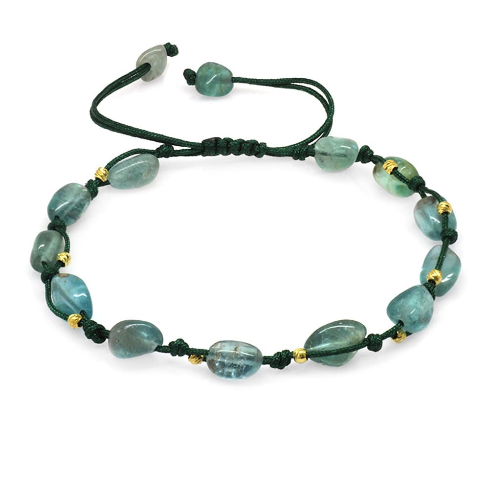 Makrome Örgülü Naturel Kesim Dorika Top Detaylı Larimar Doğaltaş Kadın Bileklik - 4