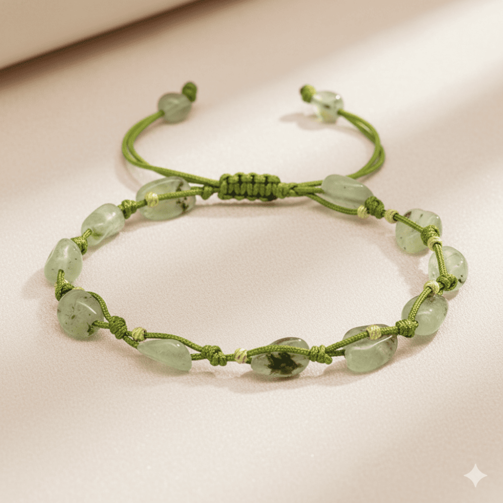 Makrome Örgülü Naturel Kesim Dorika Top Detaylı Prinayt Doğaltaş Kadın Bileklik - 3