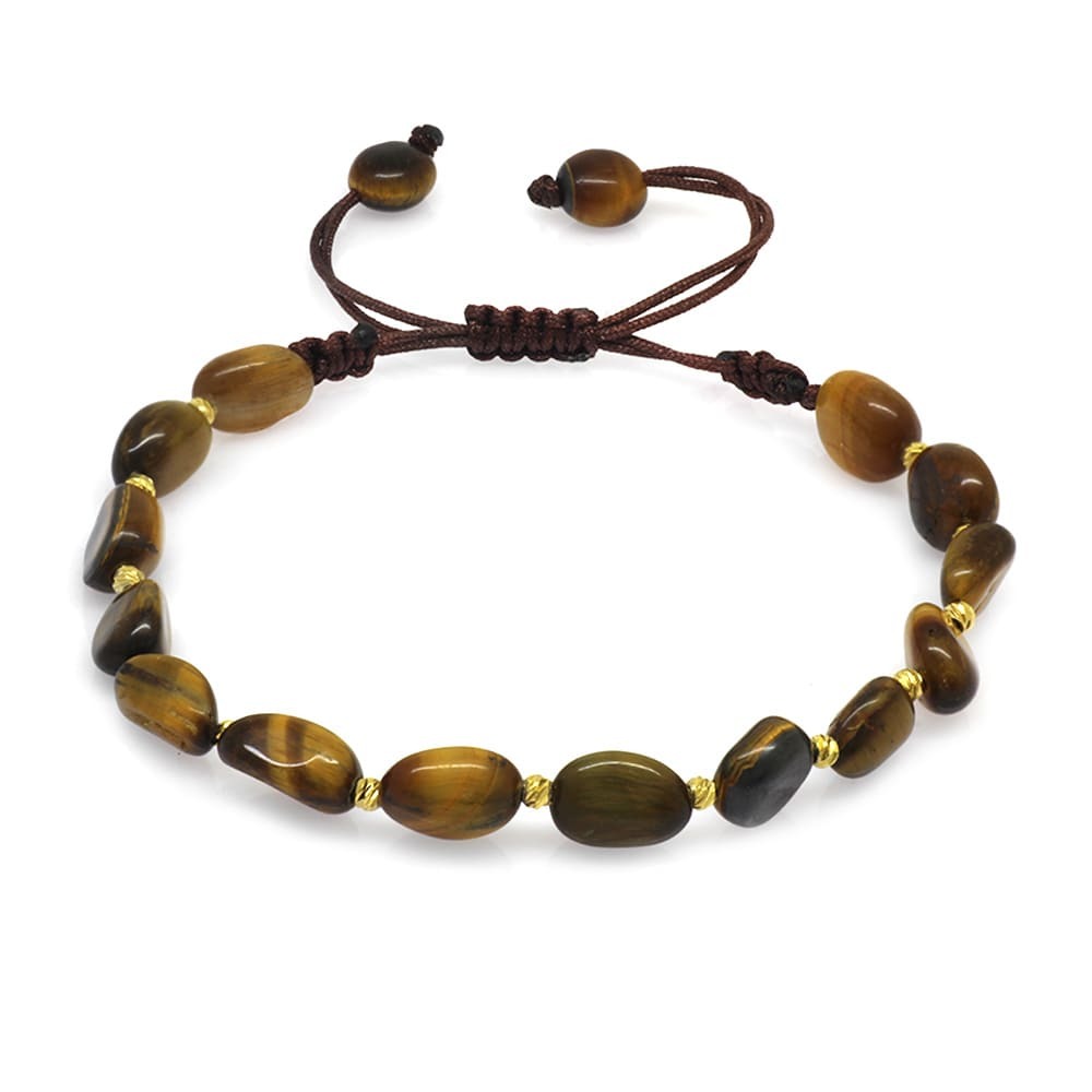 Makrome Örgülü Naturel Kesim Kaplan Gözü Doğaltaş Kadın Bileklik - 4