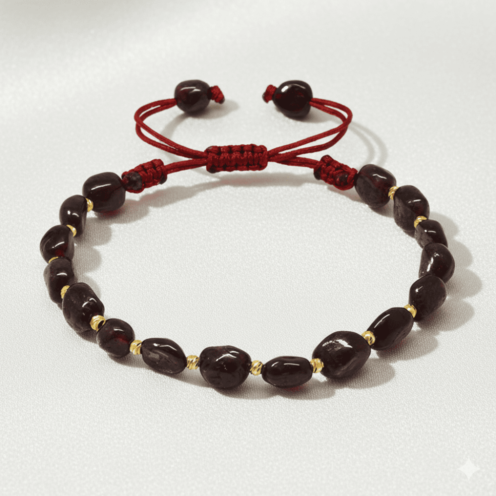 Makrome Örgülü Naturel Kesim Lal Doğaltaş Kadın Bileklik - 3