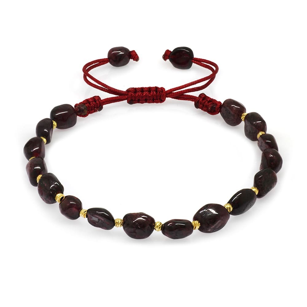 Makrome Örgülü Naturel Kesim Lal Doğaltaş Kadın Bileklik - 4