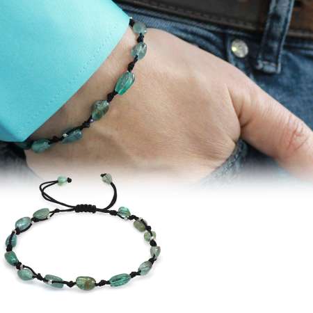 Makrome Örgülü Naturel Kesim Larimar Doğaltaş Erkek Bileklik - Tesbihane