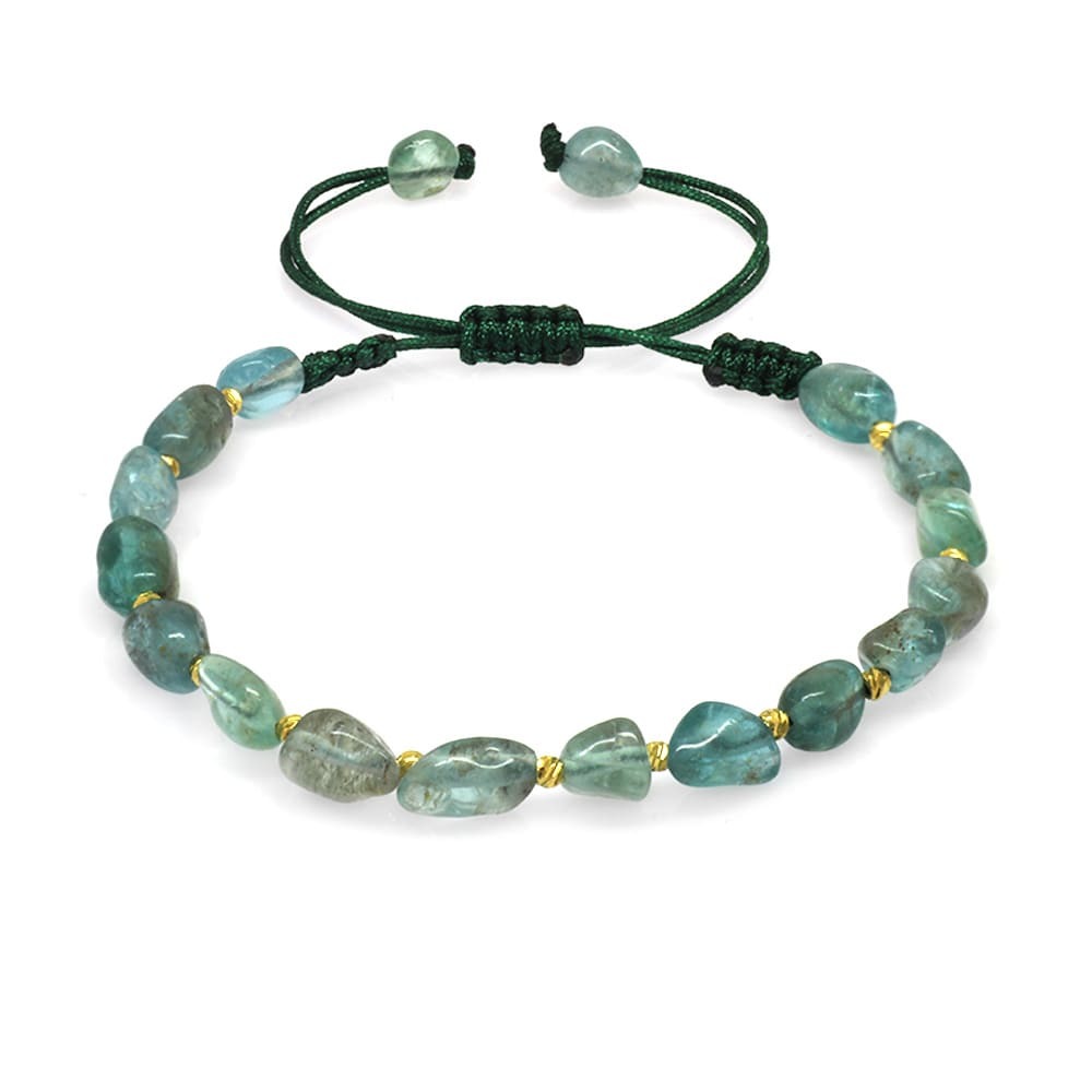 Makrome Örgülü Naturel Kesim Larimar Doğaltaş Kadın Bileklik - 4