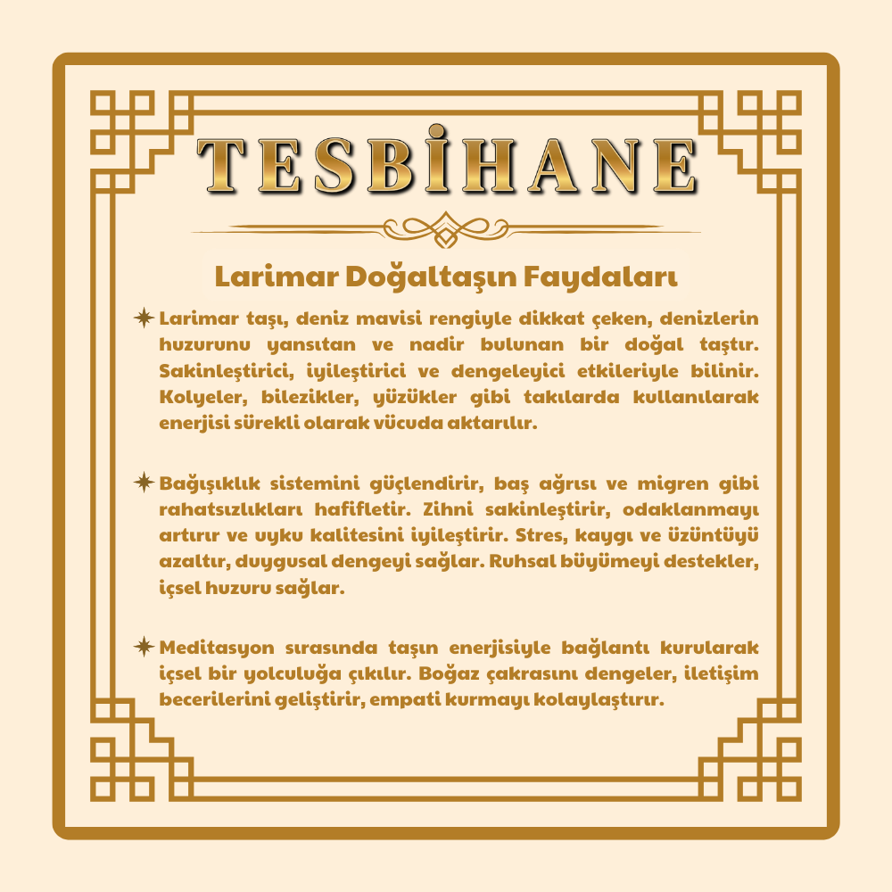 Makrome Örgülü Naturel Kesim Larimar Doğaltaş Kadın Bileklik - 5