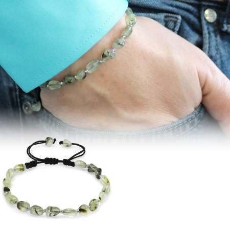 Makrome Örgülü Naturel Kesim Prinayt Doğaltaş Erkek Bileklik - Tesbihane