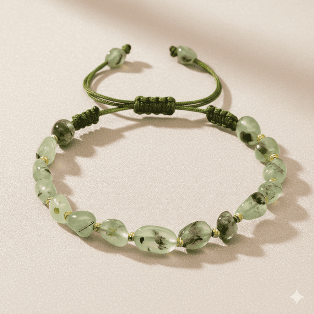 Makrome Örgülü Naturel Kesim Prinayt Doğaltaş Kadın Bileklik - 3