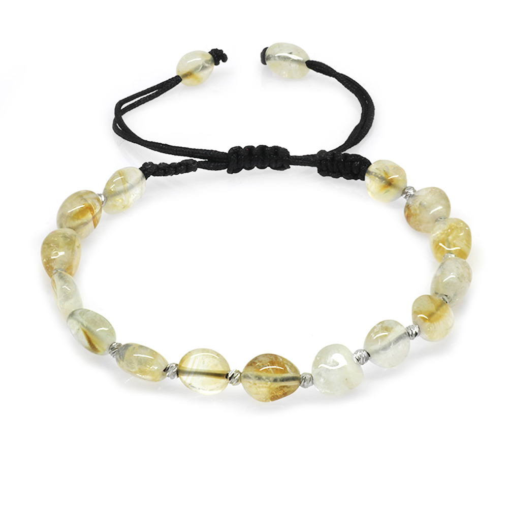 Makrome Örgülü Naturel Kesim Sitrin Doğaltaş Erkek Bileklik - 3