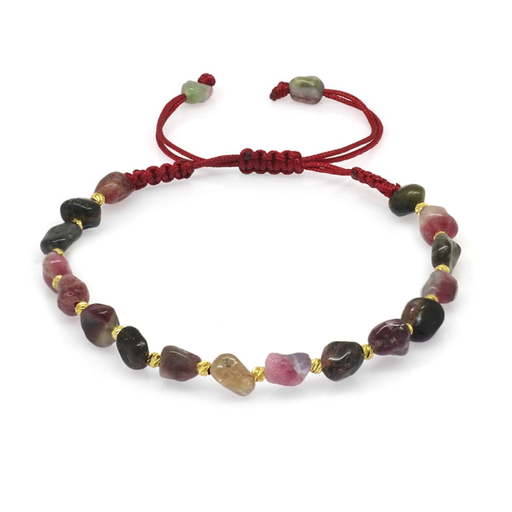 Makrome Örgülü Naturel Kesim Turmalin Doğaltaş Kadın Bileklik - 4