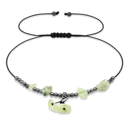 Makrome Örgülü Natural Kesim Yeşim Taşı Doğaltaş Halhal - Tesbihane