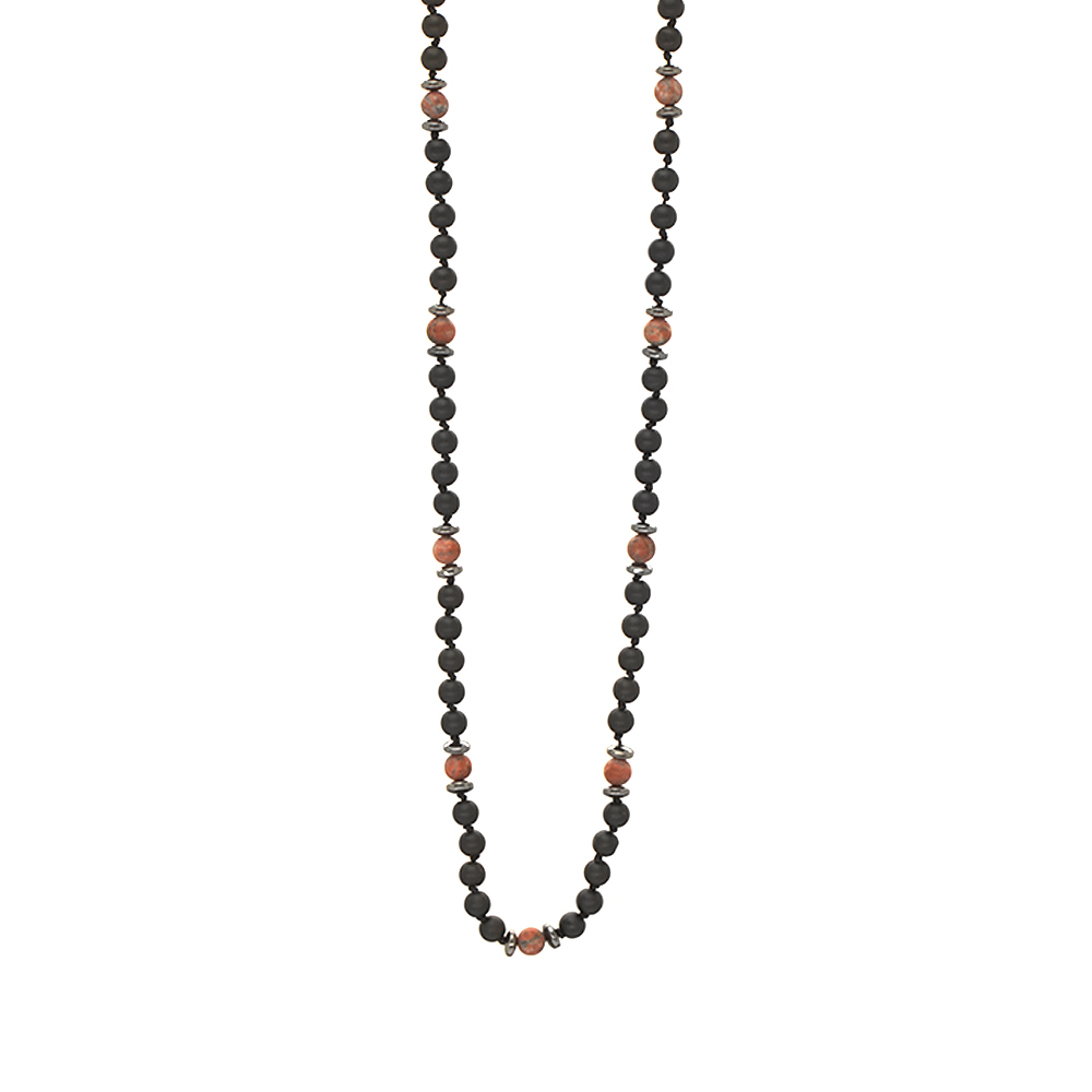 Makrome Örgülü Oniks Kırmızı Jasper Kombinli Doğaltaş Kadın Kolye - 3